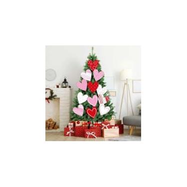 Imagem de CiniQy O melhor kit de decoração de Dia dos Namorados: 12 corações de plástico e 24 estacas para decorações versáteis de mesa, parede, árvore e festa em casa, escritório, casamento