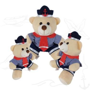 Imagem de Trio De Ursinho Pelúcia Para Nicho Marinheiro Presente Almofada Atacad
