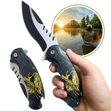 Imagem de Canivete Com abertura Rápida Seme Automático Com Clip Lâmina Aço inox 