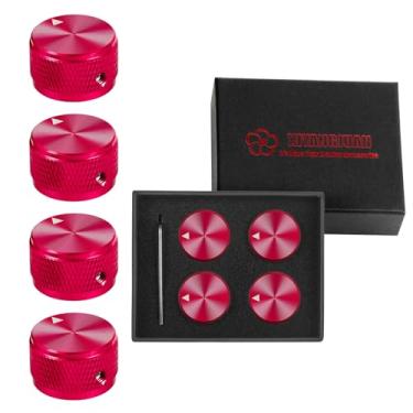 Imagem de XIYANGJUAN 4 peças de maçanetas de guitarra de alumínio sólido vermelho de alta precisão CNC amplificador de controle de tom de volume botão potenciômetro para acessórios de guitarra Fender ST Tele