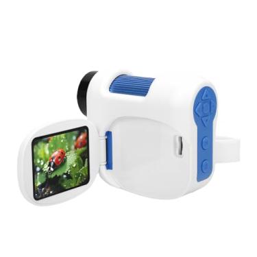 Imagem de Asixxsix Microscópio Portátil Infantil, Ampliação de 100-1600X Com Tela Colorida Dobrável e Câmera de Alta Definição, Microscópio Digital Portátil para Observação de Estudos (azul e branco)
