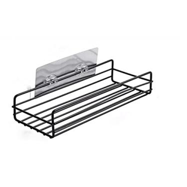 Imagem de Casa de banho cozinha moldura de canto prateleira de chuveiro de ferro forjado suporte de armazenamento de xampu com ventosa acessórios de banheiro (cor: preto, tamanho: tamanho único) (tamanho único