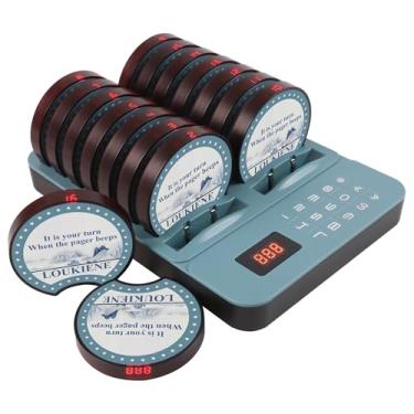 Imagem de LOUKIENE Sistema de pager de restaurante, 16 campainhas para copos, pagers sem fio e bips, pagers de fila de clientes para food truck, restaurantes, cafeterias, bares