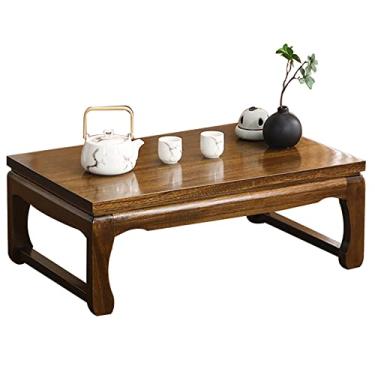 Imagem de AkosOL Mesa pequena de tatame estilo japonês, mesa baixa de madeira maciça, simples, pequena, mesa de chá baixa, 70 x 45 x 30 cm, marrom