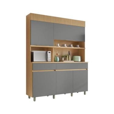 Imagem de Cozinha Compacta Realeza 100% MDF 5 Portas 2 Gavetas Carvalho e Titânio