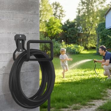 Imagem de 3 peças de suporte de mangueira de jardim organizador de carretel de mangueira de metal resistente cabide de tubo de água para uso externo, interior, garagem, quintal, parede