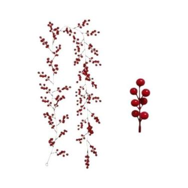 Imagem de Guirlanda De Frutas Vermelhas Para Decoração De Natal, Flores Artifici