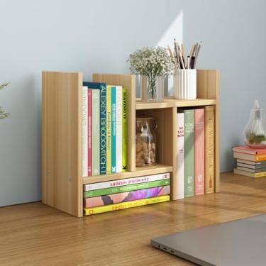 Imagem de Estante retrátil de mesa, suporte de exibição de armazenamento aberto, organizador de mesa de madeira, estante de mesa, estante de dormitório, estante de mesa de computador, prateleira de mesa de