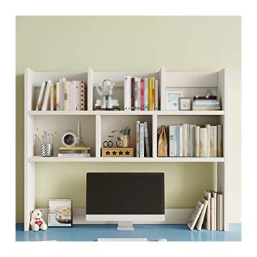 Imagem de Estante de mesa, organizador de mesa, suporte de armazenamento, estante de madeira para bancada, organizador de mesa para material de escritório, cozinha, banheiro (branco) moderno (G)