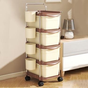 Imagem de Carrinho organizador de gavetas, armário de armazenamento com alça, carrinhos de rodinhas com rodas, prateleiras de banheiro à prova d'água, para cozinha, escritório, dormitório, sala de estar