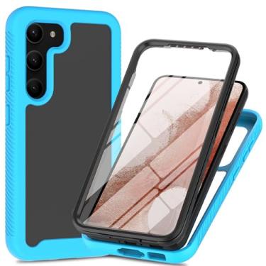 Imagem de IHAOHAO Capa para Samsung Galaxy S24ultra/S24plus/S24 Protetor de tela integrado, camada dupla, resistente, resistente, transparente (azul, S24 Ultra)