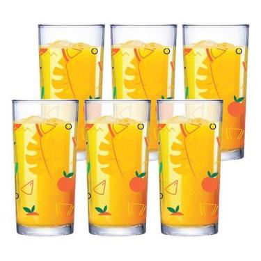 Imagem de Jogo De Copos De Vidro Multiuso Orange 3mm 255ml 6pcs Suco - Ruvolo