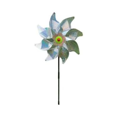 Imagem de Moinho De Vento Repelente De Pássaros a Laser Com 8 Lâminas Prateadas 