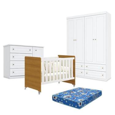 Imagem de Quarto de Bebê Americano 4 Portas com Berço Americano Evolution 4 em 1