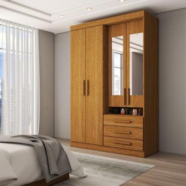 Imagem de Guarda-Roupa Solteiro Real 4 Portas 3 Gavetas com Espelho 100% Mdf Cin