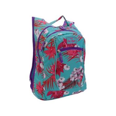 Imagem de Mochila costas juvenil escolar casual clio style floral, Azul Agua/Rox