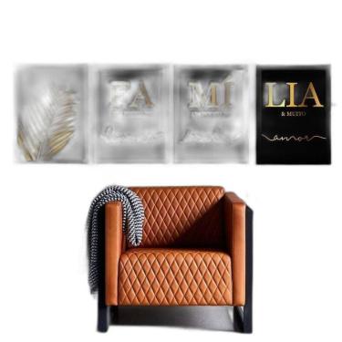 Imagem de Kit 4 Quadros Família - Folha Dourada 45X34Cm - Com Vidro