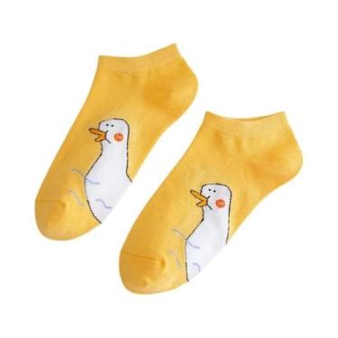 Imagem de Meias Femininas De Algodão Com Estampa De Pato Kawaii Estilo Harajuku 