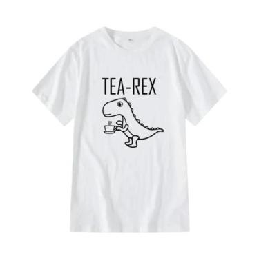 Imagem de Camiseta Masculina 100% Algodão, Casual, De Verão, Com Design De Dinos