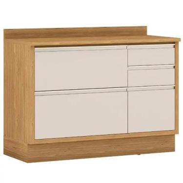 Imagem de Balcão Lisboa 120cm 1 Porta 4 Gavetas para Cozinha Itatiaia Cor Off Wh