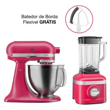 Imagem de Combo Batedeira Kitchenaid Artisan Hibiscus - Kea38aw+Liquidificador K400 Kitchenaid Hibiscus - Kuc35aw 110V
