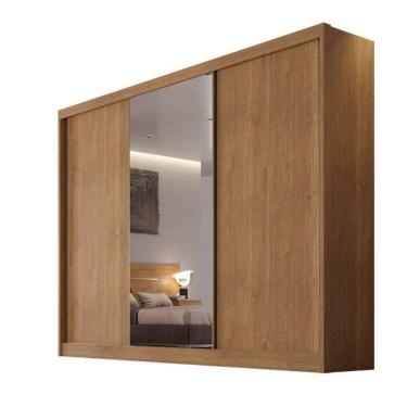Imagem de Guarda Roupa Casal Com Espelho 3 Portas 8 Gavetas - Sollo-cumaru - Móveis Horizonte