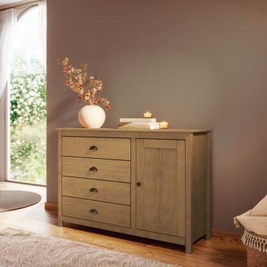Imagem de Cômoda 9149FN Topázio Madeira Maciça 4 Gavetas e 1 Porta Freijó Finestra