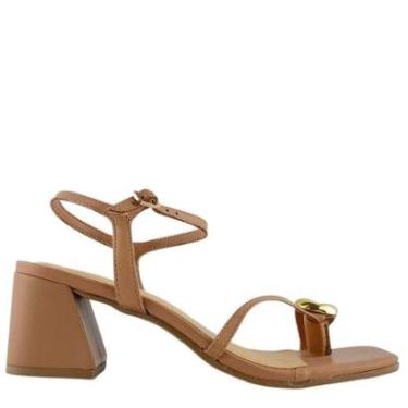 Imagem de Sandália Bottero Feminina Salto Médio Detalhe Dourado Fivela-Feminino