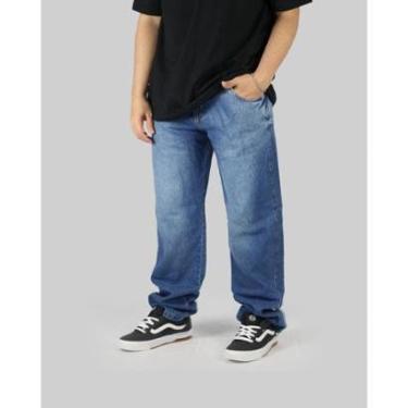 Imagem de Calça DR7 Street Jeans Reta Logo Letter - Azul-Unissex