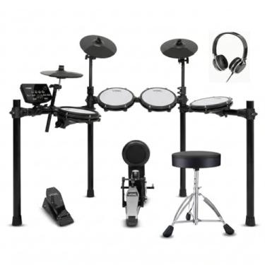 Imagem de Bateria Eletrônica Voik BOOST-700 Nitro Core MIDI Pads Mesh 8 Peças Caixa Dual Zone 15 Kits Profissional Completa Com Banco + Fone + Baqueta E-DRUMS Series Cor Preto Bivolt 110v/220v