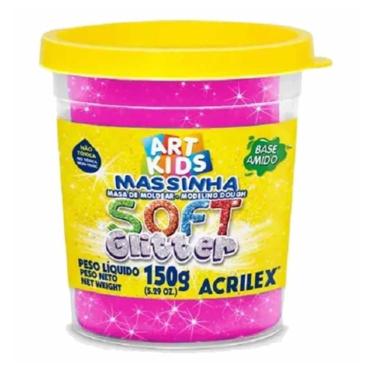 Imagem de Massinha para Modelar Escolar Acrilex Maravilha Soft com Glitter Pote 150G Não Tóxica Cores Brilhantes