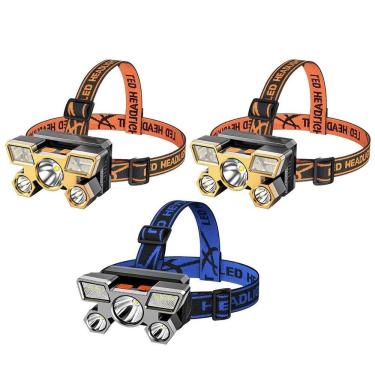 Imagem de Lanterna de Cabeça Farol LED 5 Luzes 4 Modos Super Brilhante à Prova D’água Recarregável Preto OEM