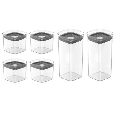 Imagem de Kit de Potes Herméticos Modulares Kit 6 Porta Temperos 150ML e 340ML em Plástico com Vedação Hermética para Cozinha