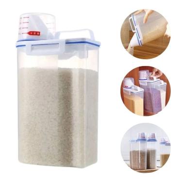 Imagem de Pote Hermético com Dosador Multiuso 2 Kilos para Armazenar Alimentos em Plástico PP e Silicone com Copo Medidor Tampa