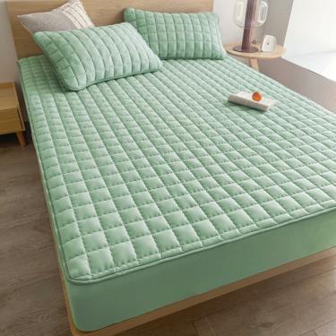 Imagem de Protetor de Colchão Impermeável Microfibra Solteiro 188x88x25cm 1 Peça Verde Tiffany OEM