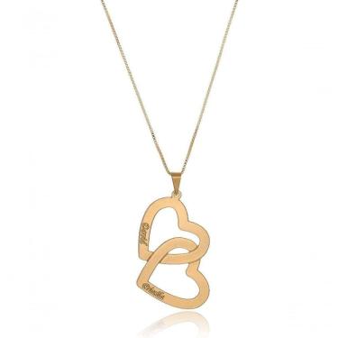 Imagem de Colar Floratta Joias Corações Entrelaçados [F027] Banhado em Ouro 18k Dourado Feminino