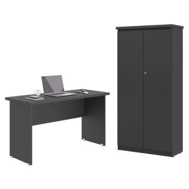 Imagem de Mesa De Escritorio Com Armário 2 Portas Pampulha Preto Onix