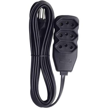 Imagem de Extensão de Tomadas Tripolar C Proteção 3 Entradas Cabo 5 Metros Bivolt Forceline