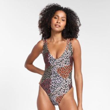 Imagem de Maiô Água Doce Floral, Preto, P