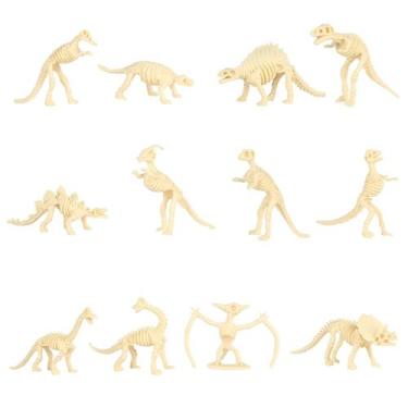 Imagem de 12 conjuntos de ornamentos de modelo de terno fóssil de dinossauro de 