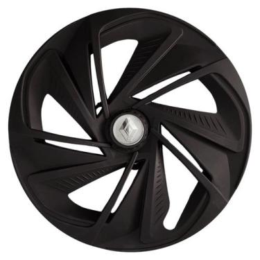 Imagem de Calota esportiva aro 13 nitro fosc black + emblema de alumínio renault