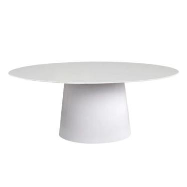 Imagem de Mesa De Jantar Cone Oval Laqueada Branco Vidro 3mm Tamanho:120x90 - Ca