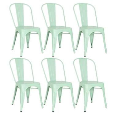 Imagem de Kit 6 Cadeiras Laráz Iron Tolix industrial - Verde Claro - Laraz