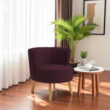 Imagem de Poltrona Orgânica Suede Macio Pés Madeira Retrô Confortável para Sala 