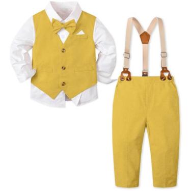 Imagem de Terno masculino de 5 peças SANGTREE amarelo limão de 9 a 12 meses