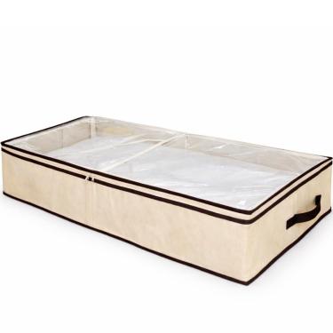 Imagem de Caixa Organizadora Dobrável 80cm com Zíper para Edredom em TNT Multiuso para Cama Armár...
