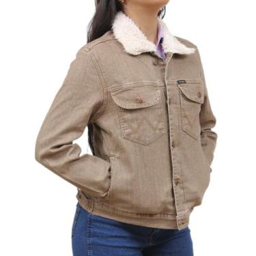 Imagem de Jaqueta Jeans Feminina Bege com Pelo Wrangler 36951, GG