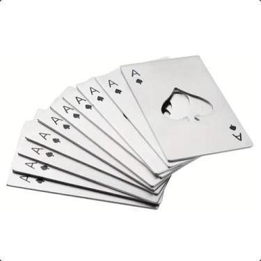 Imagem de Kit 10 Abridor De Garrafa Formato Carta De Baralho Espada Poker Aço In