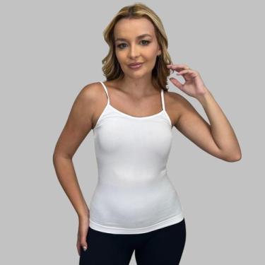 Imagem de Regata Feminina Basica Alcinha Sem Costura Zee Rucci Premium, Branco, 
