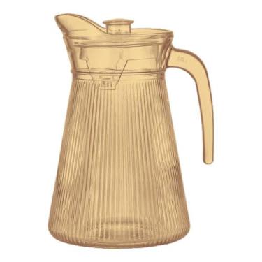 Imagem de Jarra Luxo Vidro Dourado 1620ml Tampa Acrílico Para Água Suco Drinks -